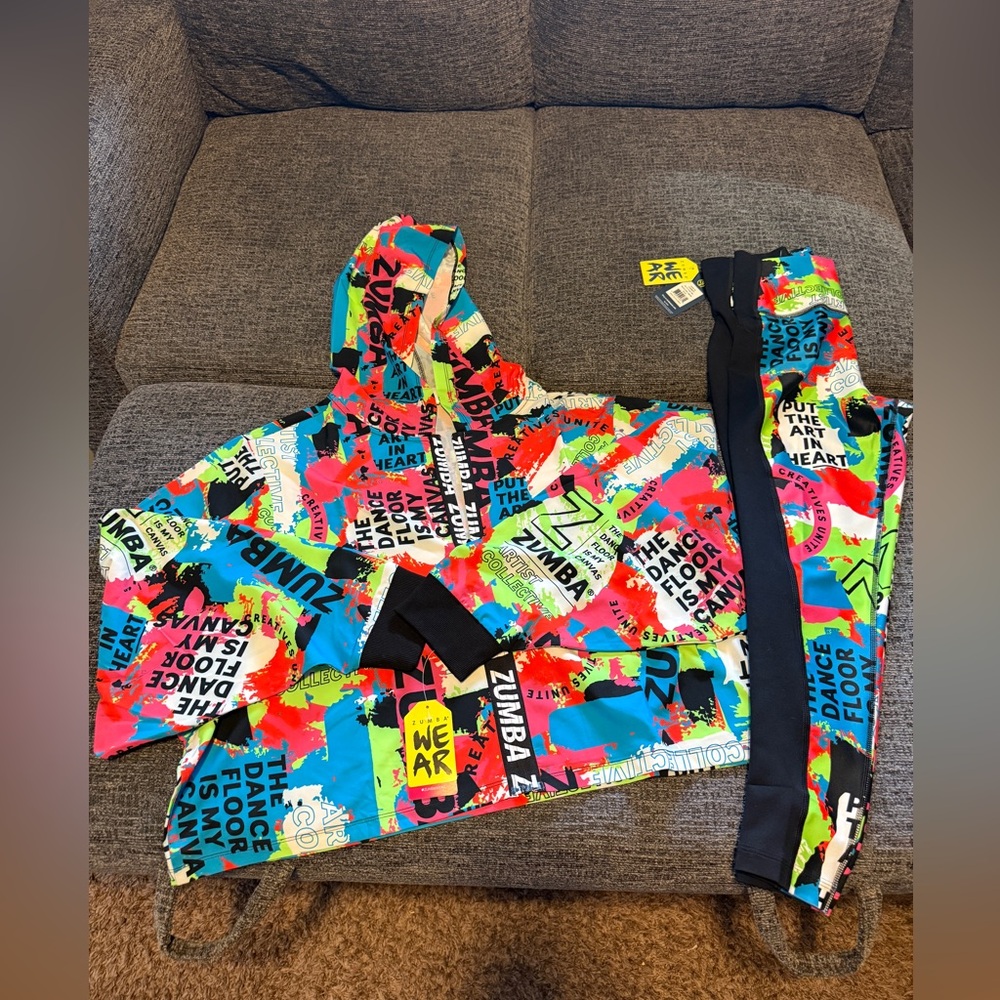 Free to Create Zumba Zip-Up Crop jacket with matching pants